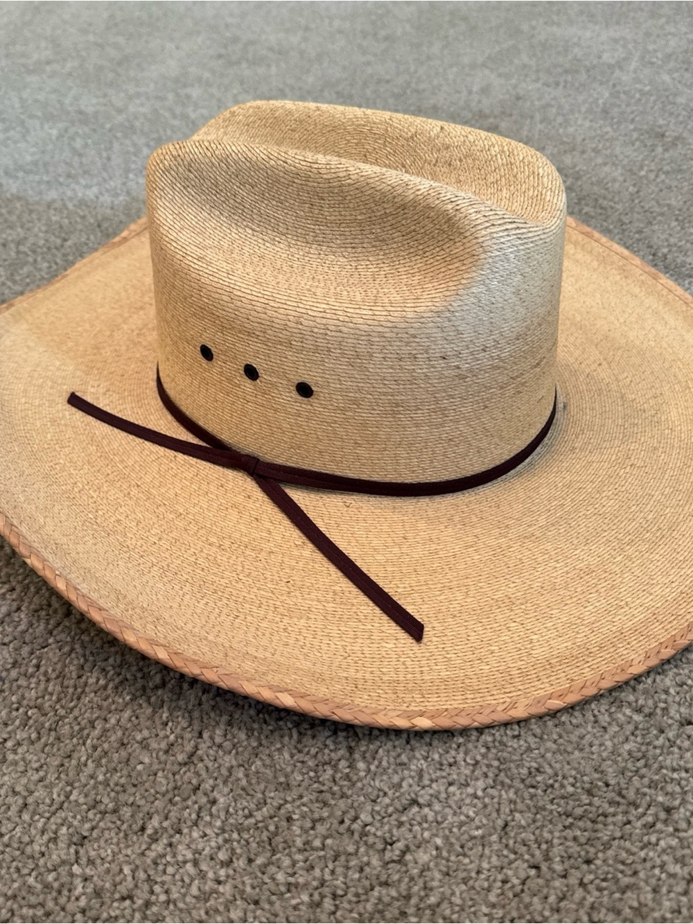 Double S Mexican Palm Leaf Straw Cowboy Hat Size 6 7/8